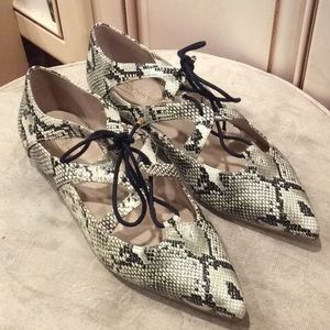 💕new Top shop faux snake skin flats Sz 40